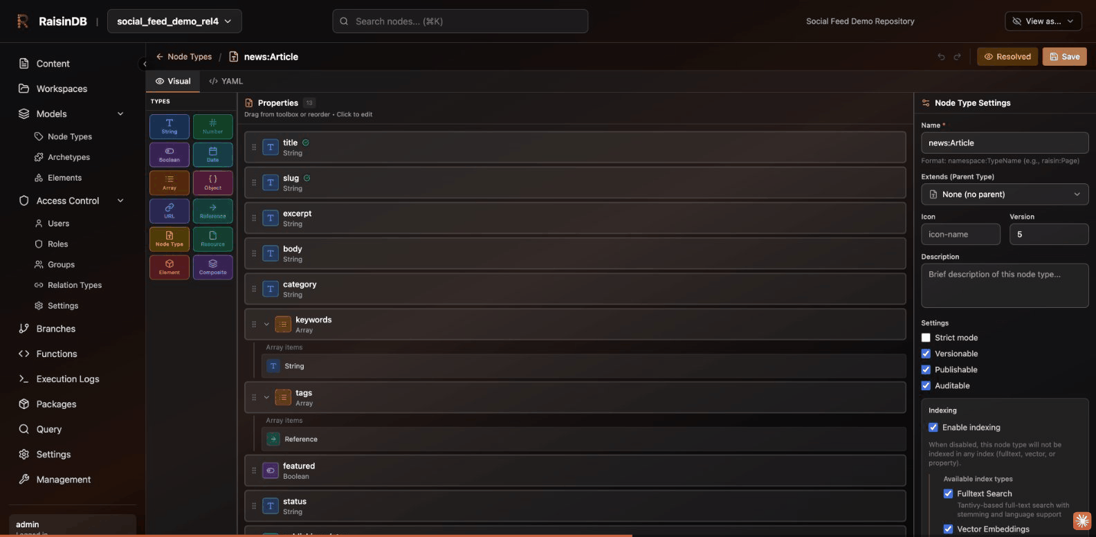 NodeType Visual Editor